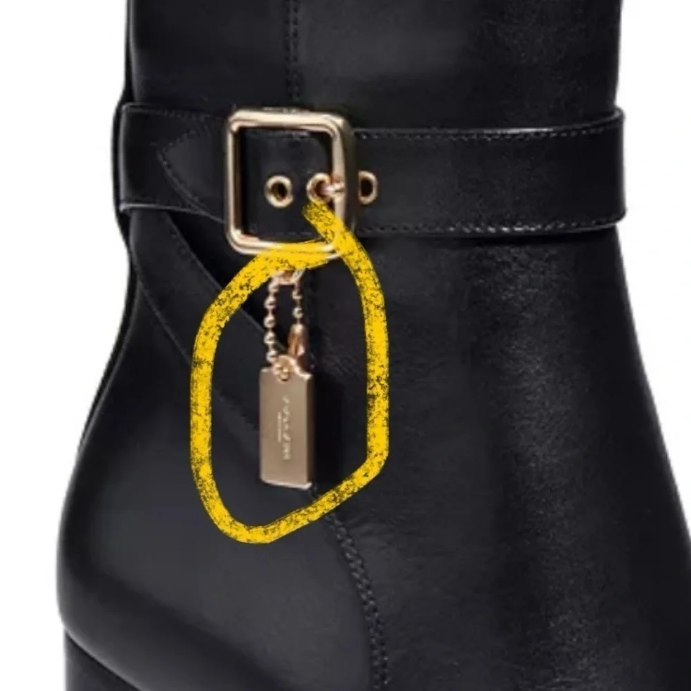 Coach Women’s Olivia Leather Black Ankle Boots New Size 9 *missing charms